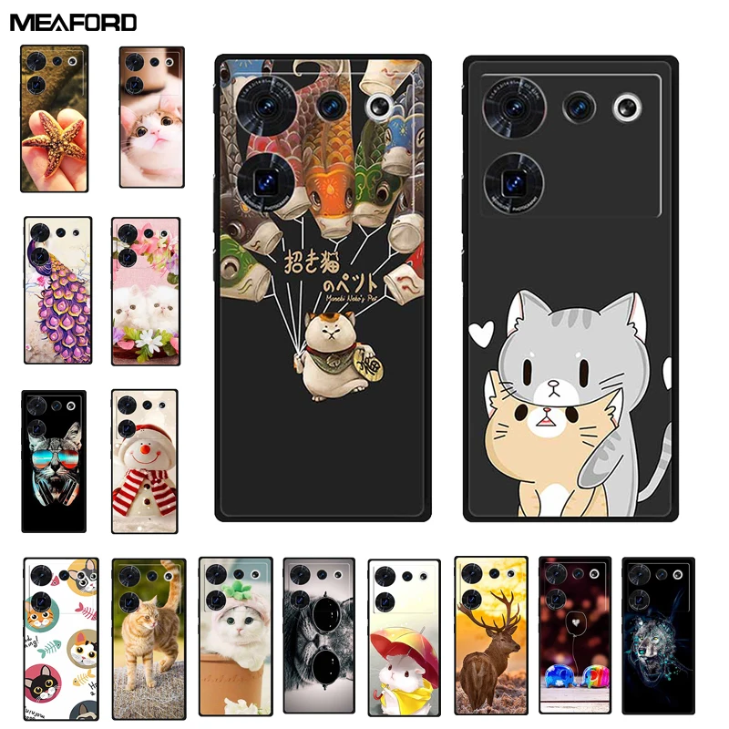 For ZTE Nubia Z50 Case Z50ultra Lovely Silicone Soft Painted Cat Phone Back Covers For ZTE Nubia Z50 Ultra Cases TPU Coque Bags