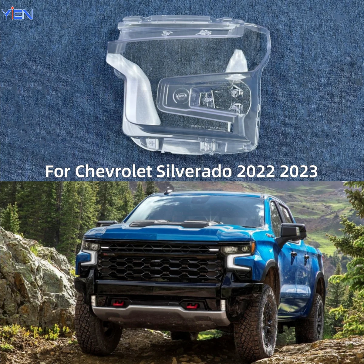 

For Chevrolet Silverado 2022 2023 Auto Accessory Glass Headlight It has good transparency and light transmission