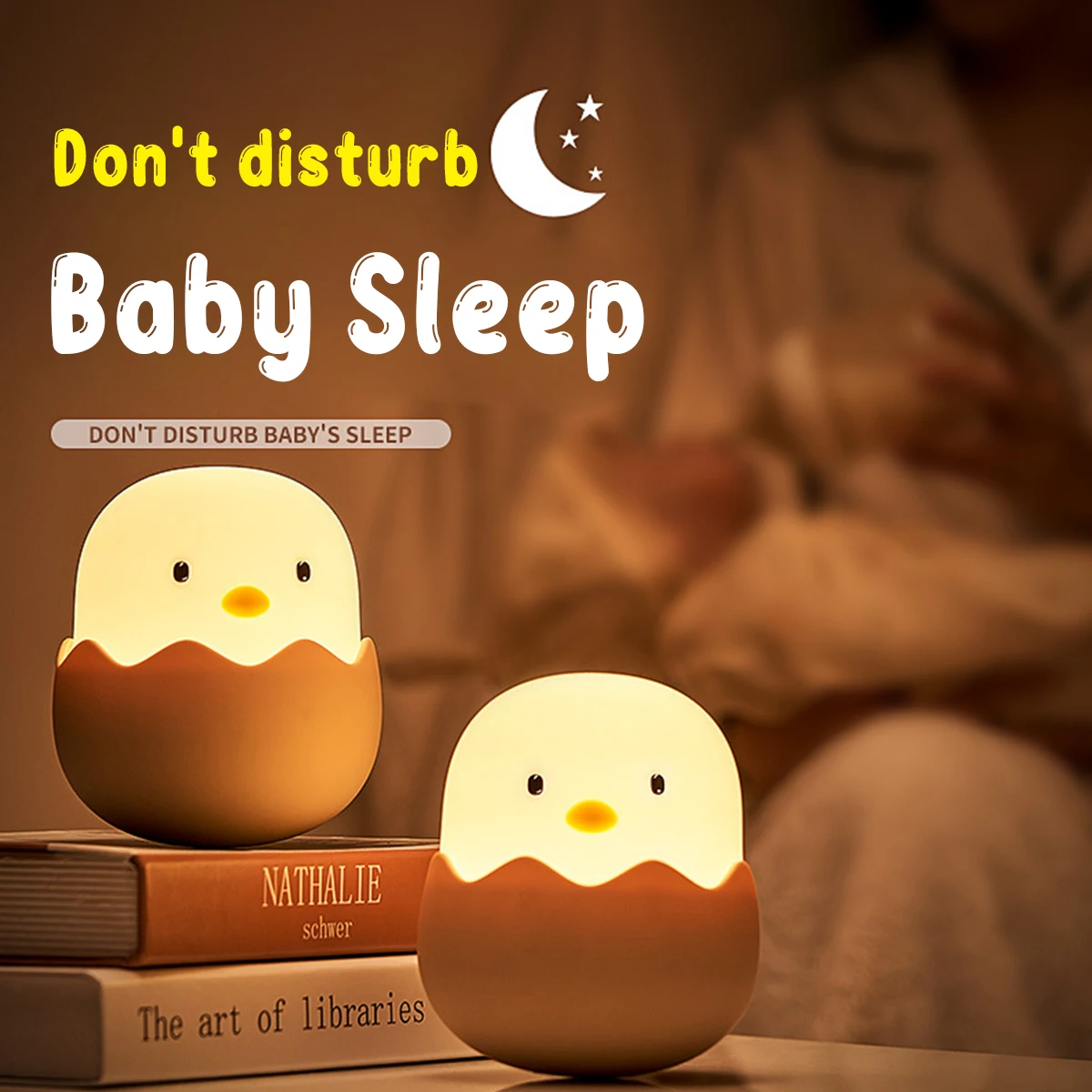 LED Night Light for Children, Soft Silicone, USB Rechargeable, Bedroom Decor, Animal, Chick, Touch Night Lamp, Kids Gift