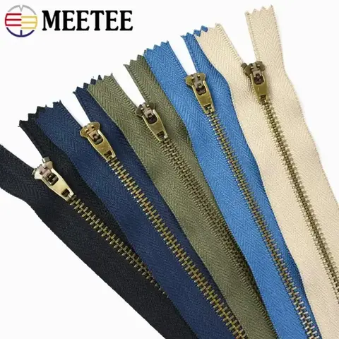 5-15Pcs 4# 10/13/15/18cm Close-End Metal Zipper Auto Lock Decor Zippers for Bags Pants Pocket Zip Repair Kits Sewing Accessories