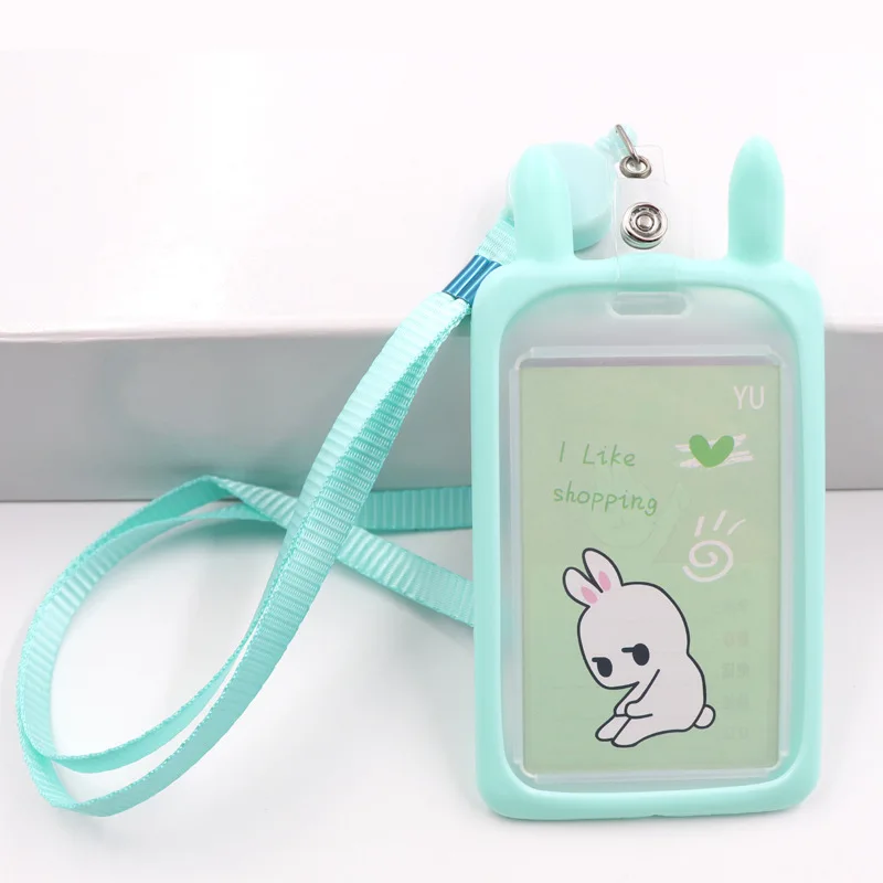 1PC Cute Cat Card Holder ID Card Sleeve with Retractable Badge Reel Lanyard Identity Credit Cover Case Bank Bus Card Case