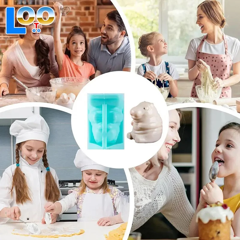 لطيف فرس النهر بودنغ قالب موس قالب من السيليكون قالب الكسترد قالب الكعكة الكرتون فرس النهر كعكة الديكور الخبز أداة المخابز