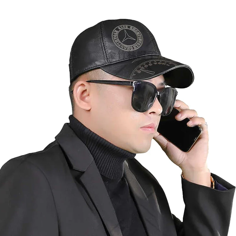 Tax excluded, add at checkout if applicable Fashion Men Genuine Cowhide Leather Baseball Cap Casual Real Leather Hat Autumn Wint