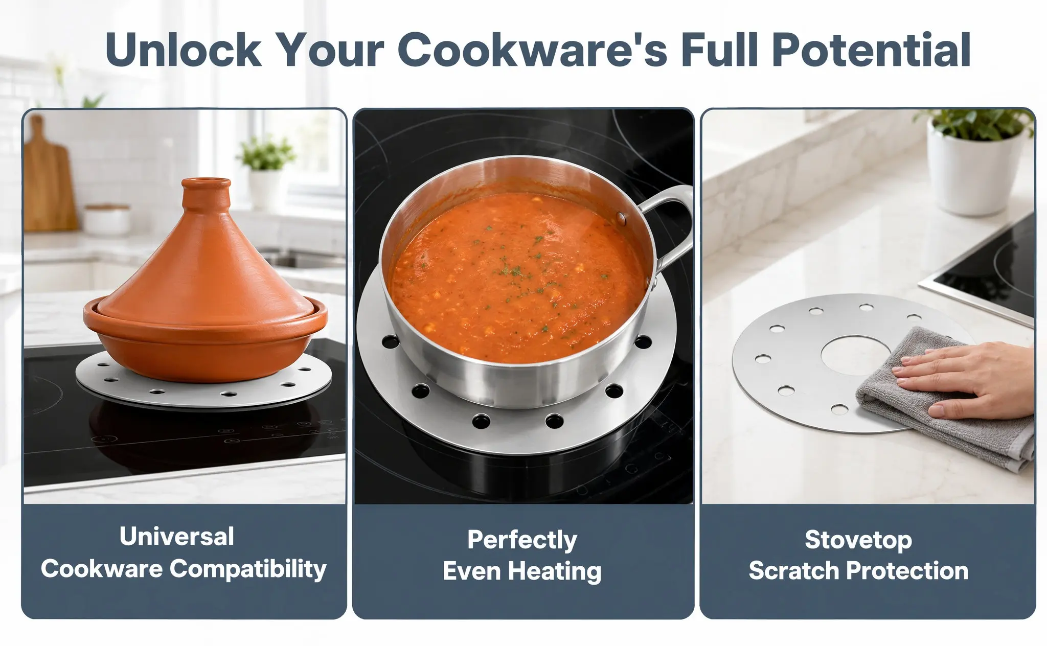 Induction Cooktop Adapter Plate 13cm Metal Heat Diffuser Converter for Even Heating Kitchen Cooking