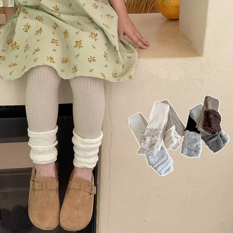 Autumn Girls' Tights Pants Kids' Leggings Cute Fashionable Solid Color Casual Trousers