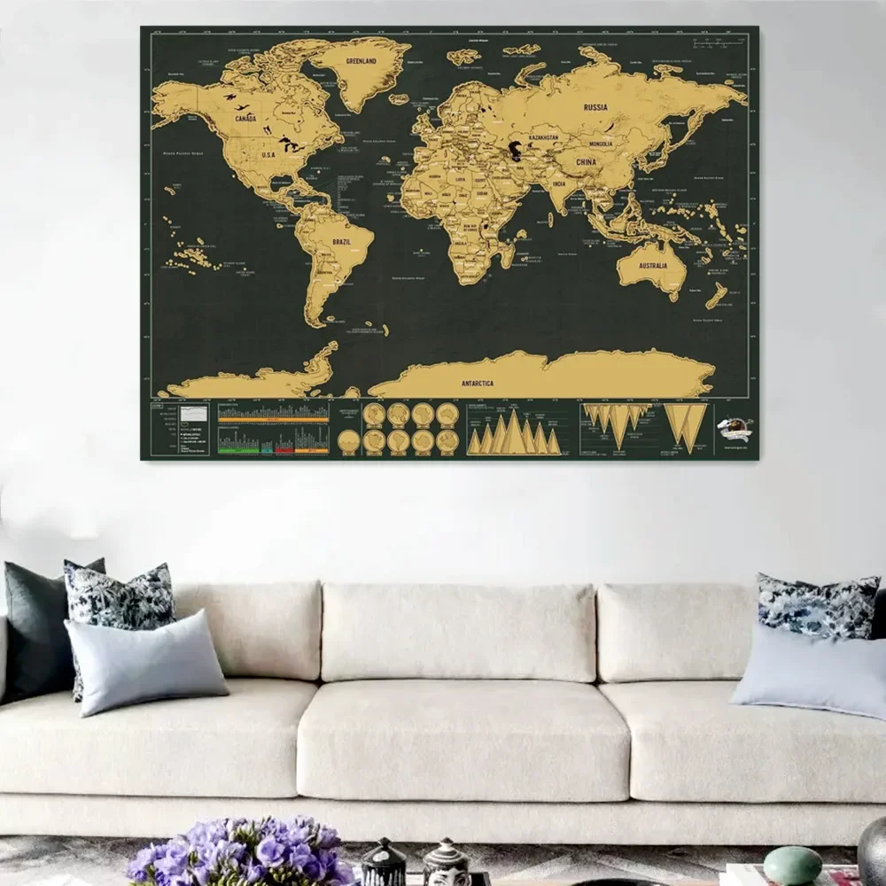 

Classic Travel Scratch Maps with National Flag Top Gold Foil Earth Scratch Off Maps Excellent Wall Art Maps Gifts for Travelers