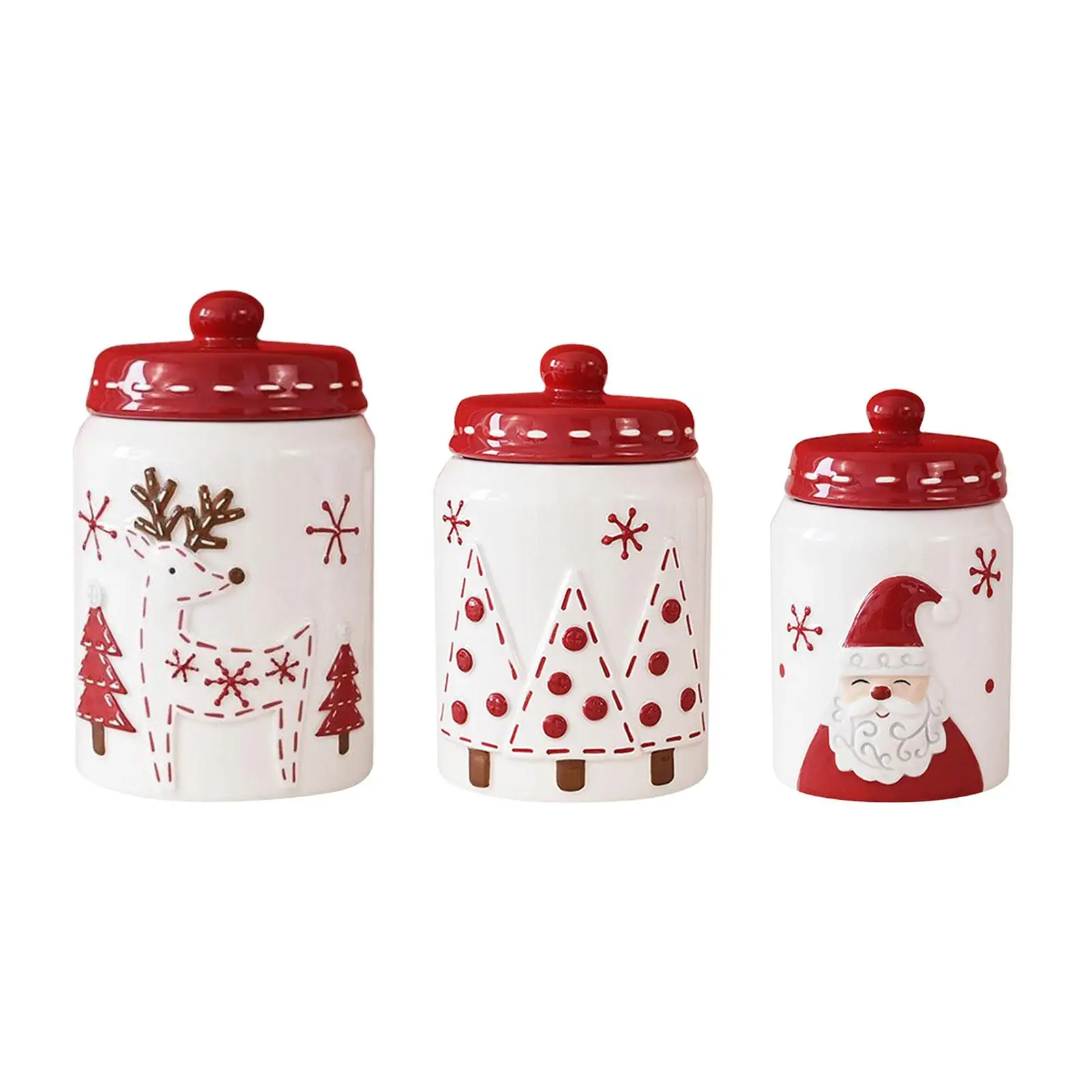 

Ceramic Jar with Lid Kitchen Canister Cookie Jar Tea Storage Container for Holiday Treats Christmas Gifts and Decor