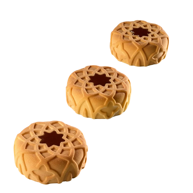 12-Cell Flat Round Line Pattern Design Cake Mold Food Grade Silicone Mousse Mold Chocolate Mold Kitchen Dessert Baking Tools