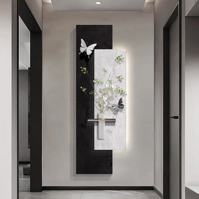 Green Plant Decoration Painting Living Room Corridor Corridor Hanging Painting Large White Wall Creating Landscape Wall Lamp
