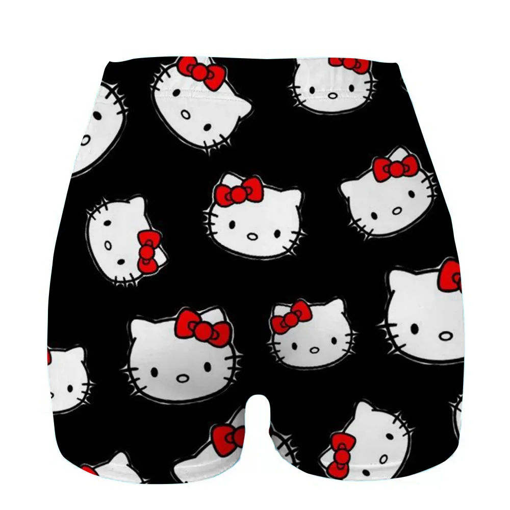 مرحبا كيتي طباعة اللياقة البدنية السراويل الإناث ضيق ركوب الدراجات اليوغا تنفس السراويل الرياضية عالية الخصر #5