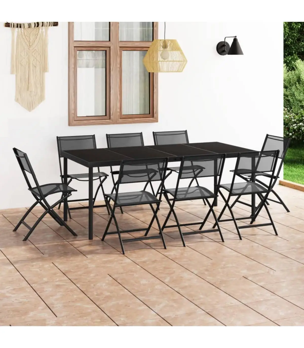 Garden sets garden dining set 9 pieces steel