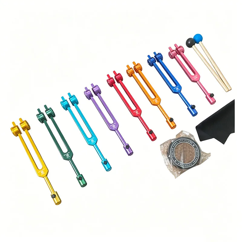 Colorful Vibrating Tuning Fork Set with Massage Base Precise Frequency for Healing Meditation Chakra Balance Sound Therapy Kit