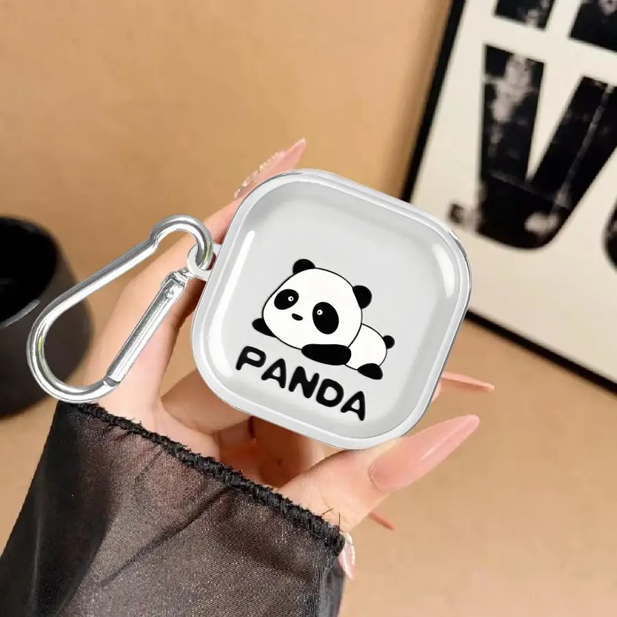 Cartoon Panda Case For Samsung Galaxy Buds 4 Pro Live 2 3Pro 3 FE 4Pro Clear Earphone Cases Cover