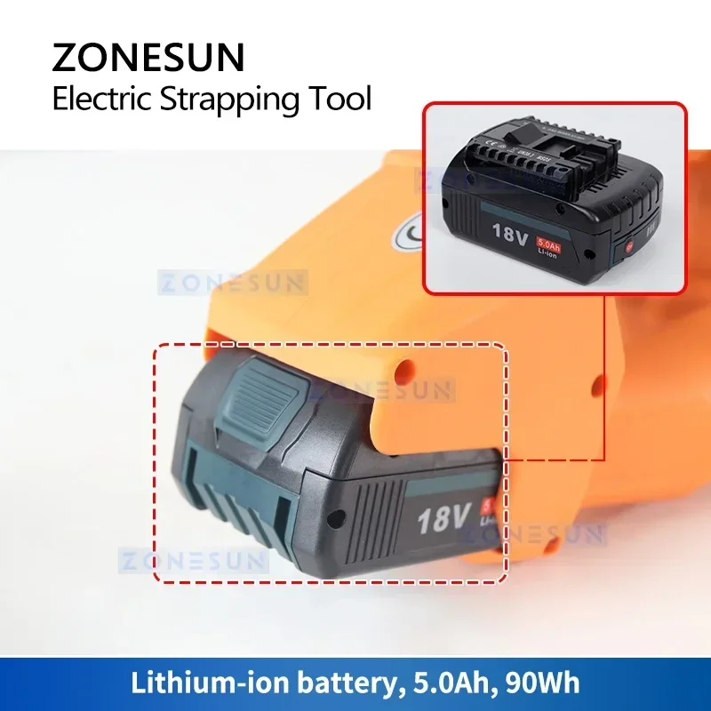 ZONESUN ZS-PQ2 Handheld Electric Strapping Machine PP/PET Strip Belt Portable Lithium Rechargeable Battery Power Packing Machine