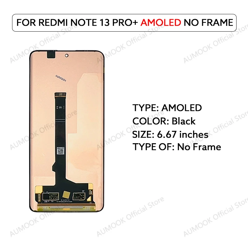 6.67 "AMOLED LCD Voor Xiaomi Redmi Note 13 Pro + Pro Plus 5G Lcd Touch Screen Digitizer Vergadering 23090RA98C 23090RA98G LCD