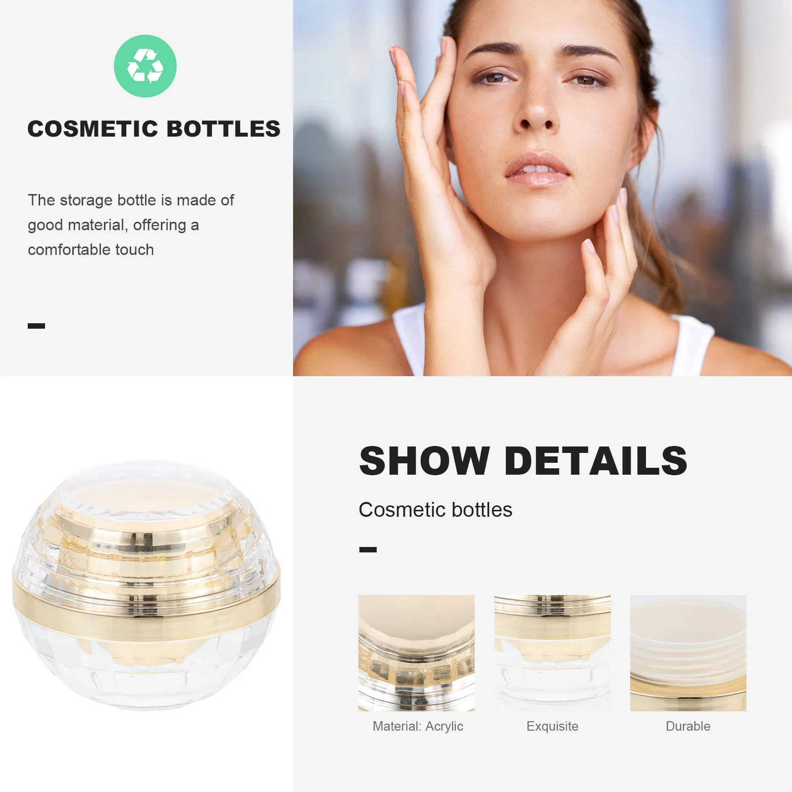 Face Cream Container Leak Proof Portable Travel Storage Bottle For Ointments Lotions Cosmetics Refillable Empty Jar Sub