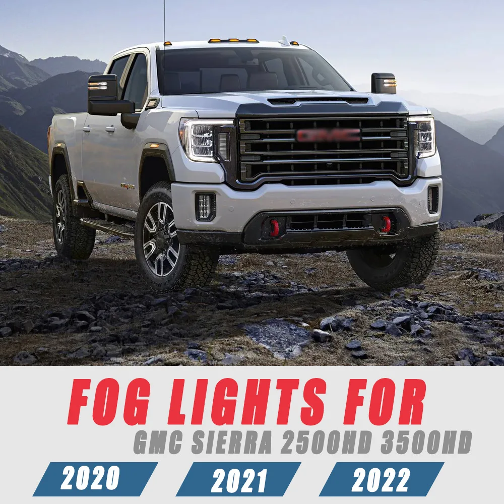 

Front Bumper Fog Lamp Upgrade Kit FOR GMC SIERRA 2500HD 3500HD 2020 2021 2022 Version Additional Foglight Set Switch + Wiring