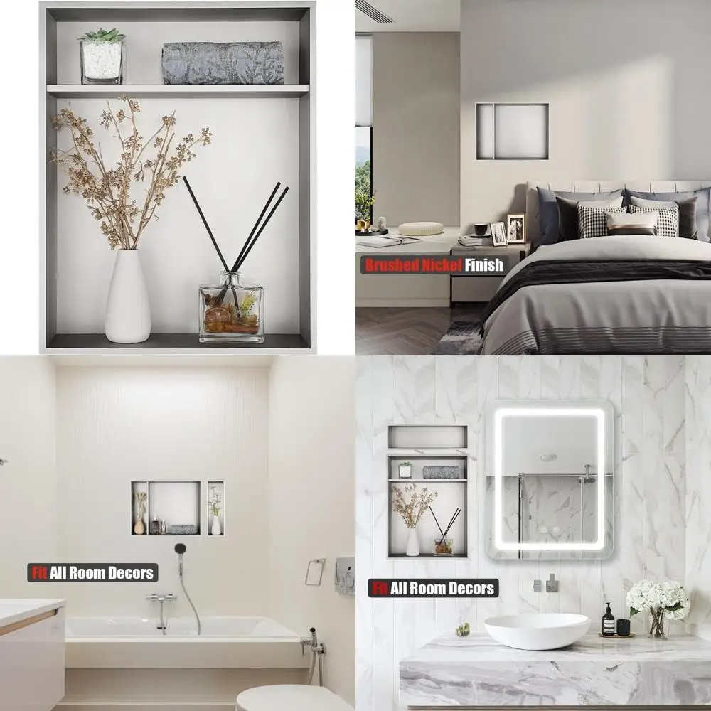 

18x14 Recessed Shower Shelf, Two-Tier Stainless Steel Caddy, Brushed Nickel Finish, No Tile Required