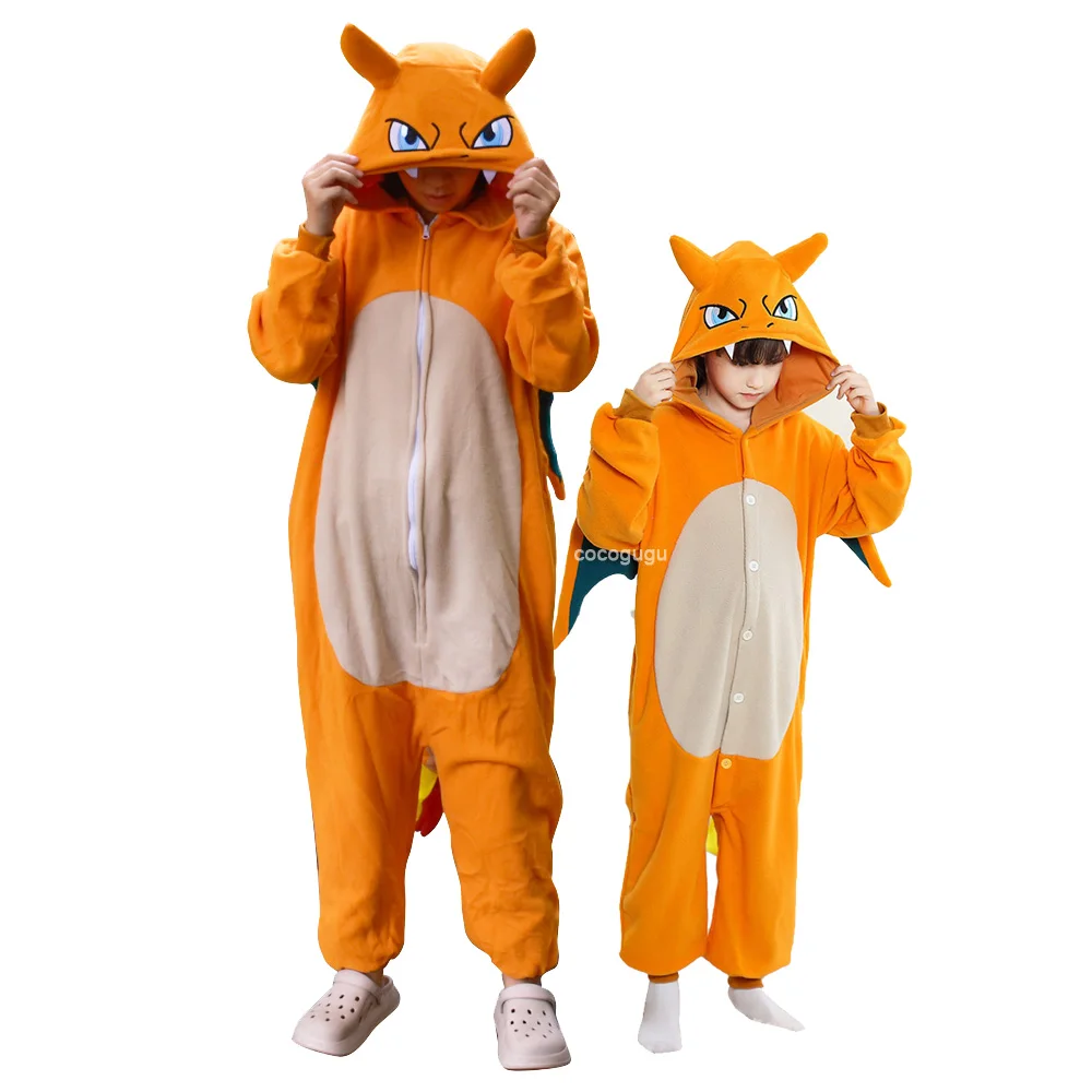 Charizard Costume Pokemon Onesie Men Women Boys Girls Festival Outfit Winter Pajama Party Jumpsuit Dragon Cosplay Kigurumis