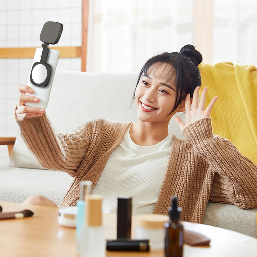 

Stand Selfie Fill Light with Mirror Brightness Adjustable Magnetic Selfie Light Handheld Rotatable Magnetic Photo Light Outdoor