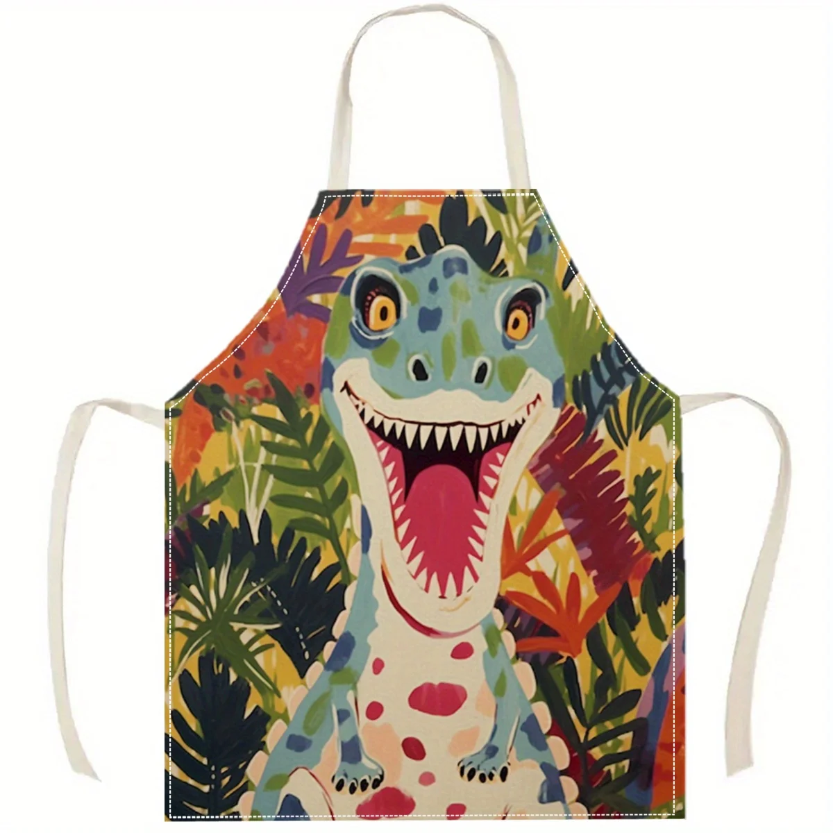 1pc Dinosaur Print Apron Kids Fun Kitchen Cooking Baking Gift Cute Design For Children Cooking Play