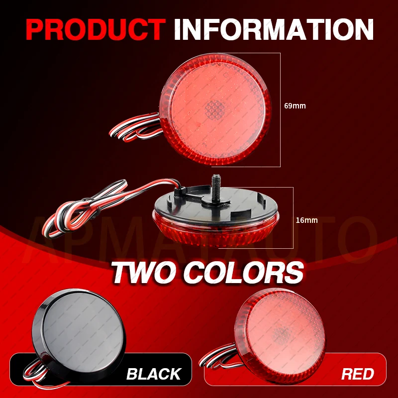 2Pcs Super Bright Red LED Rear Bumper Reflector Brake Stop Warning Light Fog Lamp For Toyota Corolla iQ 08-13 Sienna SE Rear Tai