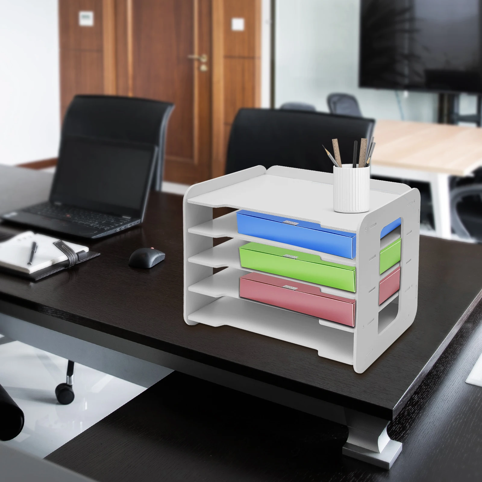 5-Layers Stackable Letter Tray Office Desk Paper Document Organizer File Trays