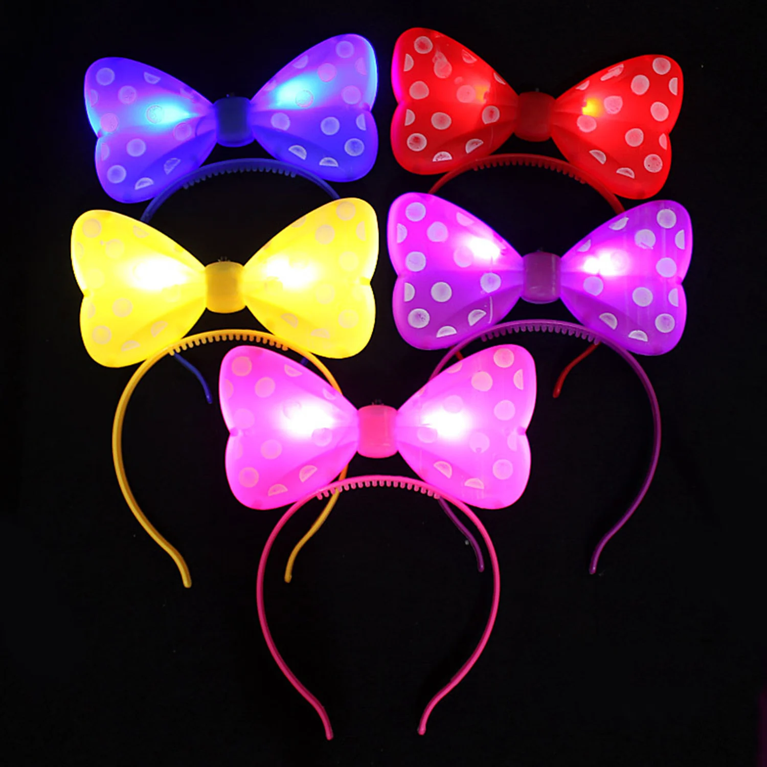 

1PC Luminous Large Bow Headband Children LED Colored Light Bow Hair Band Wedding Party Decoration Hair Accessories Random Color