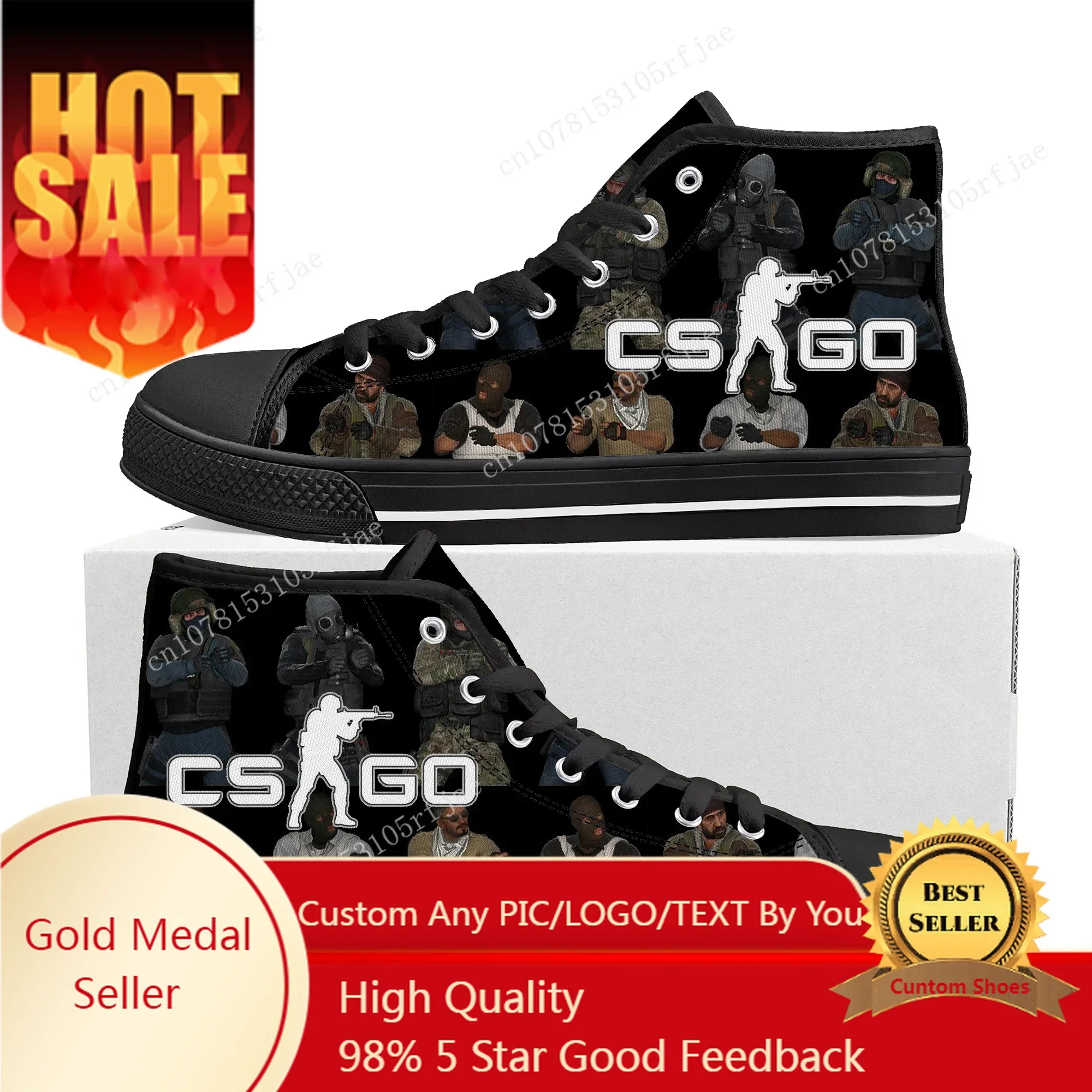 

Cartoon Game Counter Strike Global Offensive High Top Sneakers Mens Womens High Quality Canvas Sneaker Custom Built Couple Shoes