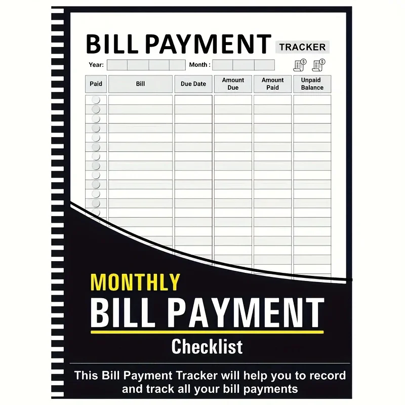 Spiral-Bound Monthly Bill Organizer Payment Tracker - Office Supplies, Personal Planner & Calendar for Adults, English Language