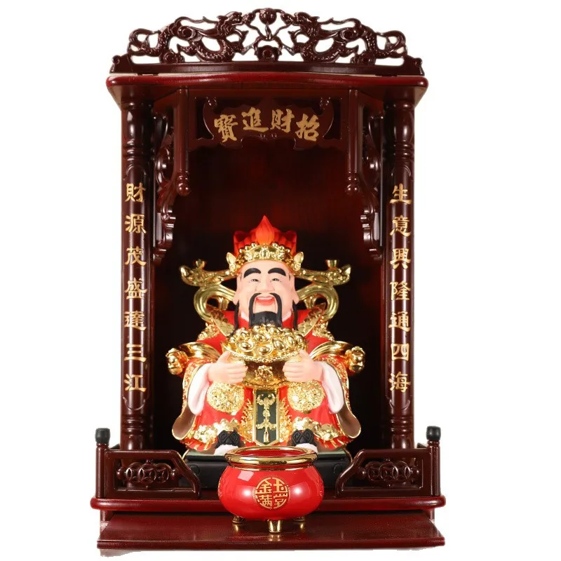 YJQ solid wood shrine wall-mounted offering table God of Wealth Guanyin Buddhist cabinet God of Wealth shrine