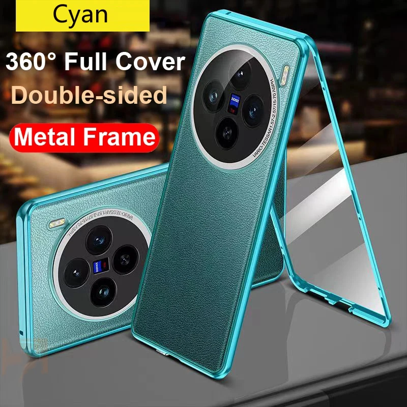 حافظة هاتف معدنية من الجلد الخلفي لهاتف Vivo X90 X100 X100S X200 Pro X100 Ultra من الزجاج المقسى غطاء حماية عدسة كاملة غطاء هاتف