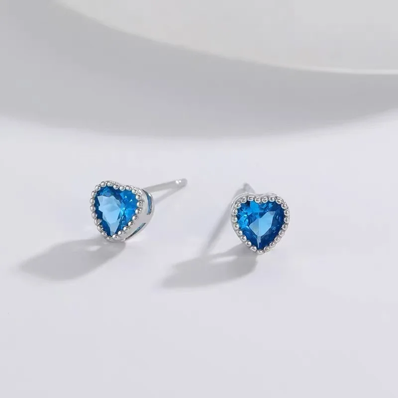 5MM Natural Blue Topaz Stud Earrings For Women 925 Sterling Silver Jewelry Gift Simple Peridot Jewelry
