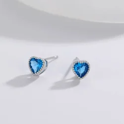 5MM Natural Blue Topaz Stud Earrings For Women 925 Sterling Silver Jewelry Gift Simple Peridot Jewelry