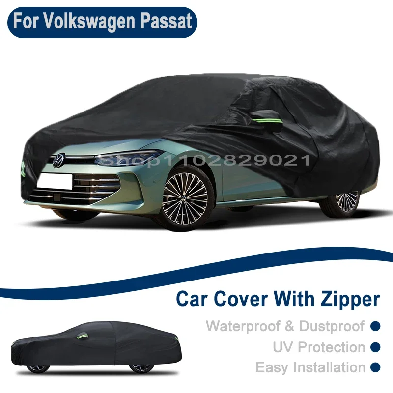 For Volkswagen Passat Full Car Cover - Outdoor Universal Full Body Cover With Side Zipper, Waterproof Dustproof Sunshield