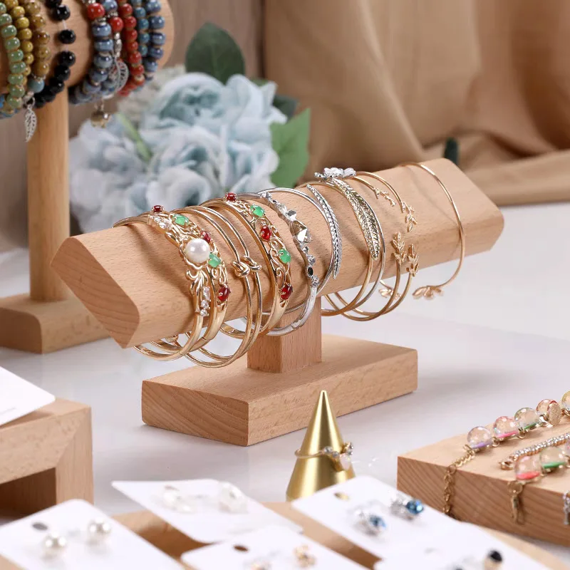 

Новый деревянный Т-образный стержень, винтажный деревянный браслет из орехового дерева Zelkova, держатель для часов, жесткая подставка для ювелирных изделий