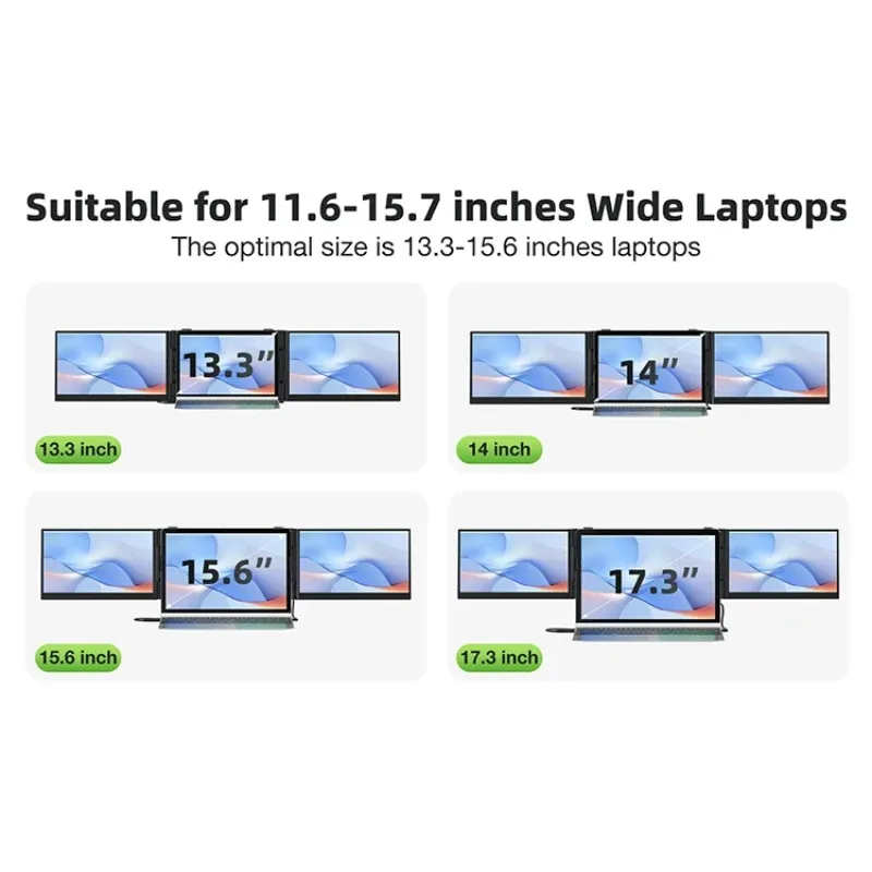 Best Seller One Cable Connection Laptop Screen Extender Monitor Portable Ultra Thin Lightweight Triple Screen Kwumsy S8Ultra