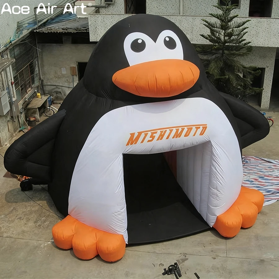 Tunnel de pingouin gonflable géant personnalisé, modèle de pingouin mignon, tente gonflable pour événements en plein air