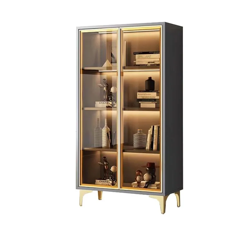 

Hot New Sideboard Wine Display Cabinet Kitchen Floor-to-ceiling Bookcase Glass Multi-functional Locker