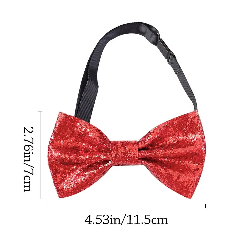 Pajarita de lentejuelas con lentejuelas brillantes a la moda, decoración del cuello con lazo para baile, traje para hombre, corbata ajustable con flores y solapa para hombres y mujeres