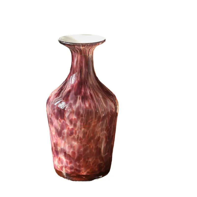 PYH Symphony Purple Rhyme Glass Vase Dining Table Medieval Design Ornament Retro Small Mouth Flower Arranger