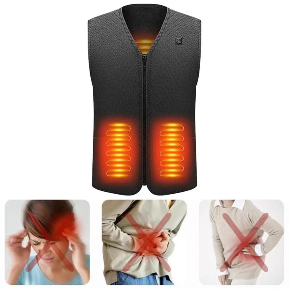 Durable Heating Vest Usb Winter Vest with Adjustable Gear Energy-saving Zipper Closure for Men Women Padded Windproof Waistcoat