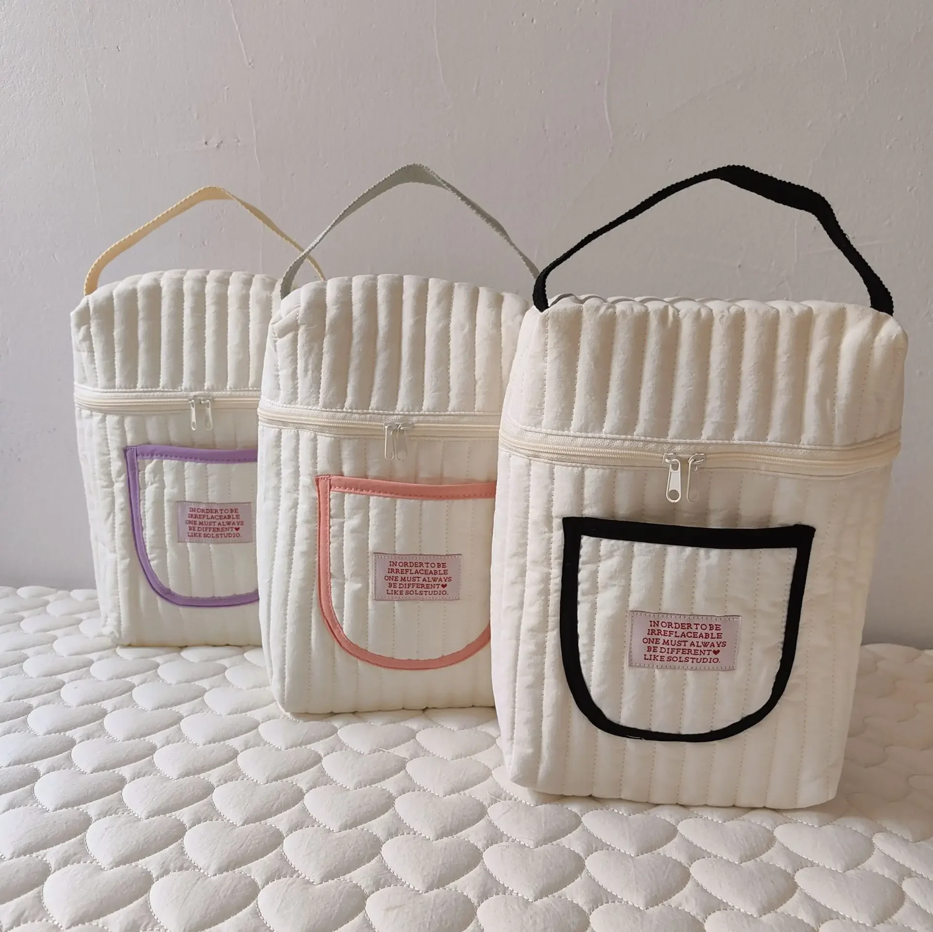 Portable Mommy Bag Cotton Quilted Baby Diaper Bag Stroller Hanging Bag Nappy Caddy Pouch Baby Items Organizer