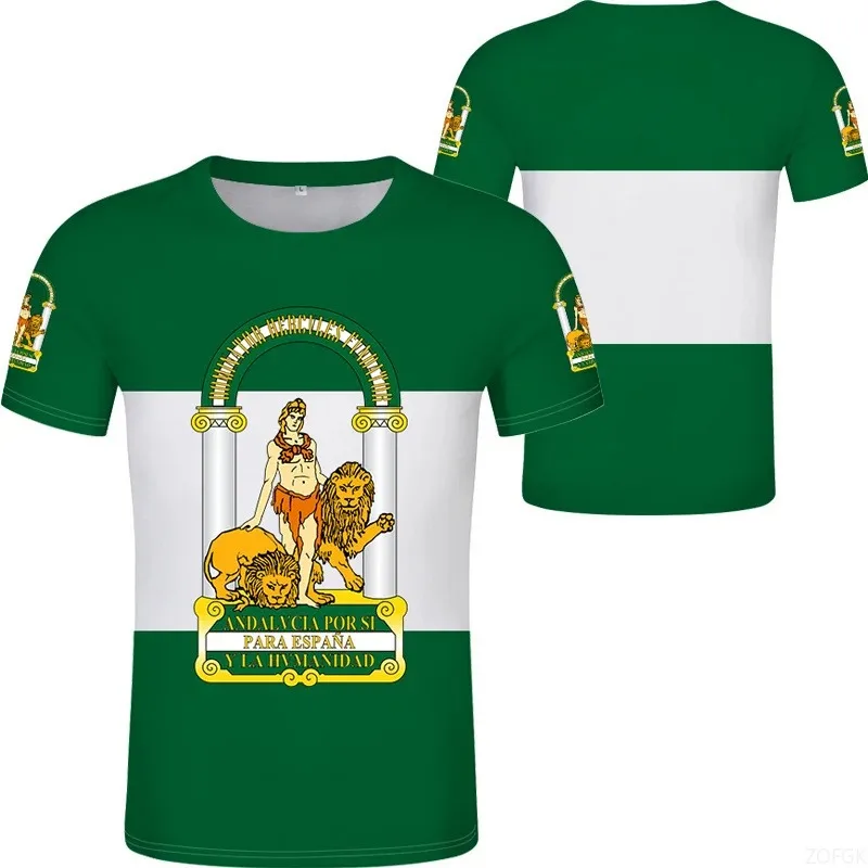 اسبانيا العلم الجرافيك تي شيرت للرجال ثلاثية الأبعاد مطبوعة الإسبانية شعار طباعة تي شيرت ملقة غرناطة الطوطم التي شيرت الملابس النسائية بلايز