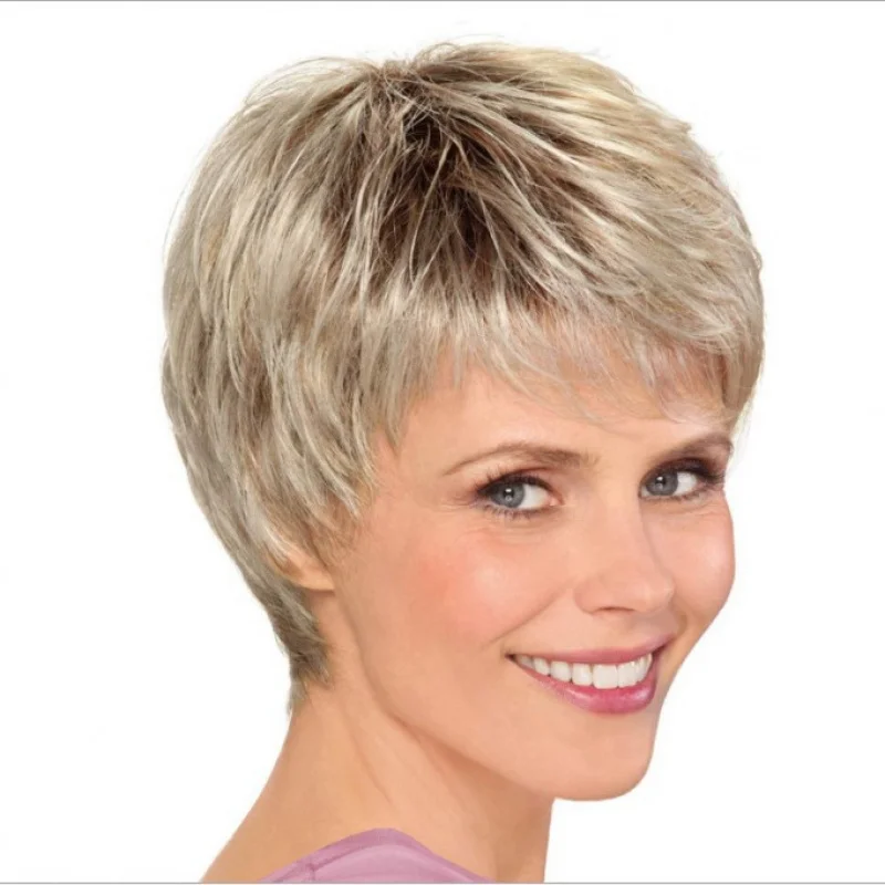 

Daily-use European and American style synthetic wigs for women, short hair, full head cover