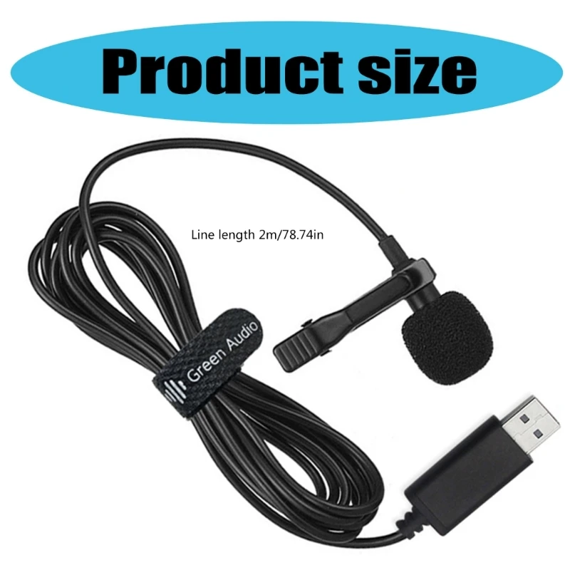 Microphone en direct USB Lavalier Mic haute sensibilité pour interviews chant en ligne