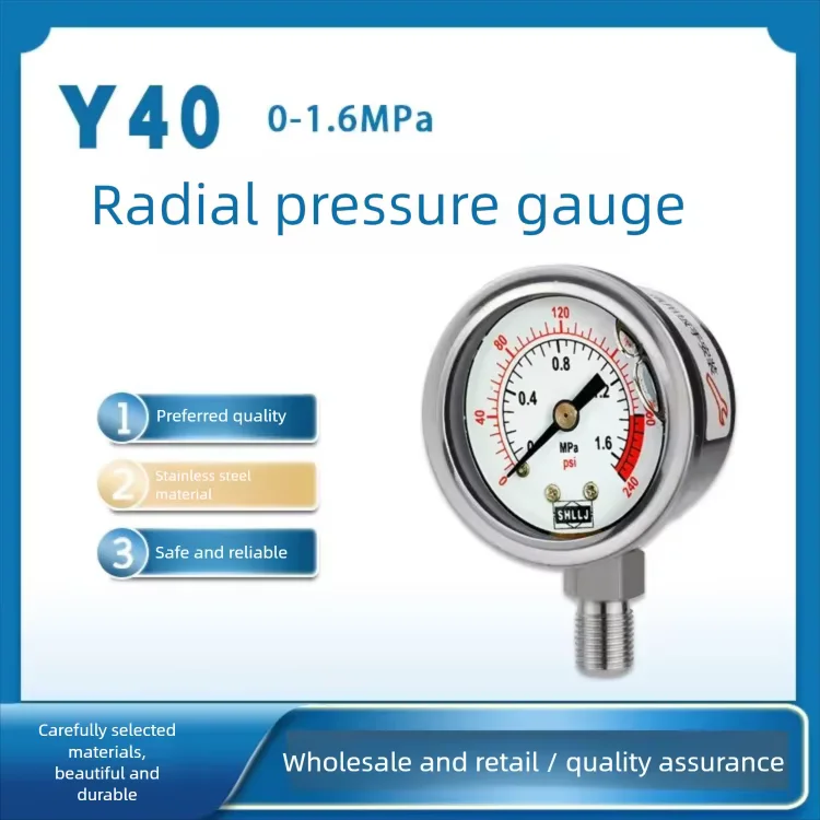 Y40 Radial Mount Pressure Gauge Back Entry 1/4 Inch NPT Thread Water Pressure Gauge Replacement for RO Reverse Osmosis System Wa