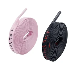 Trendy Brand Adorable Black Pink Shoe Laces 8mm Flat Printing Cactus Jack Wax Cotton Shoelaces for Canvas Shoes Leisure Sneakers