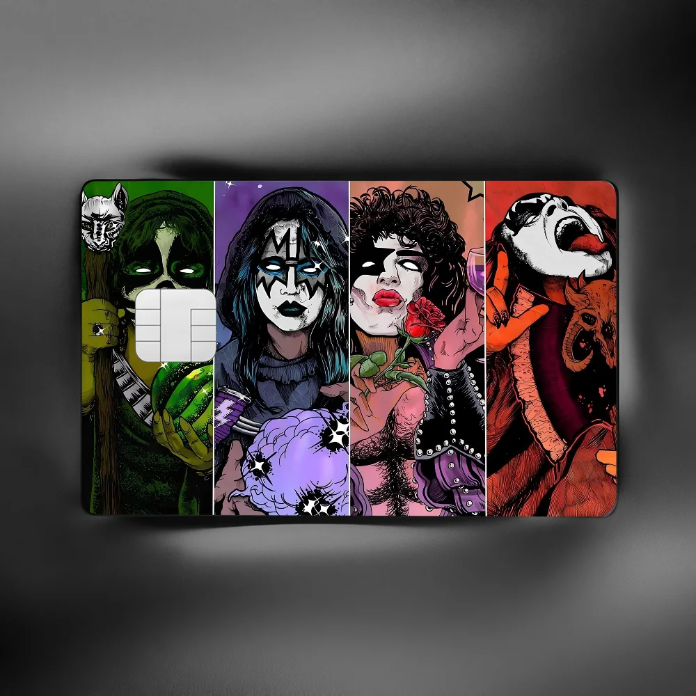 Retro-KISS Rock Band Fashion Matte Gold Silver Black Matte Film Skin Sticker Tape For Bank Credit Debit Card view 5