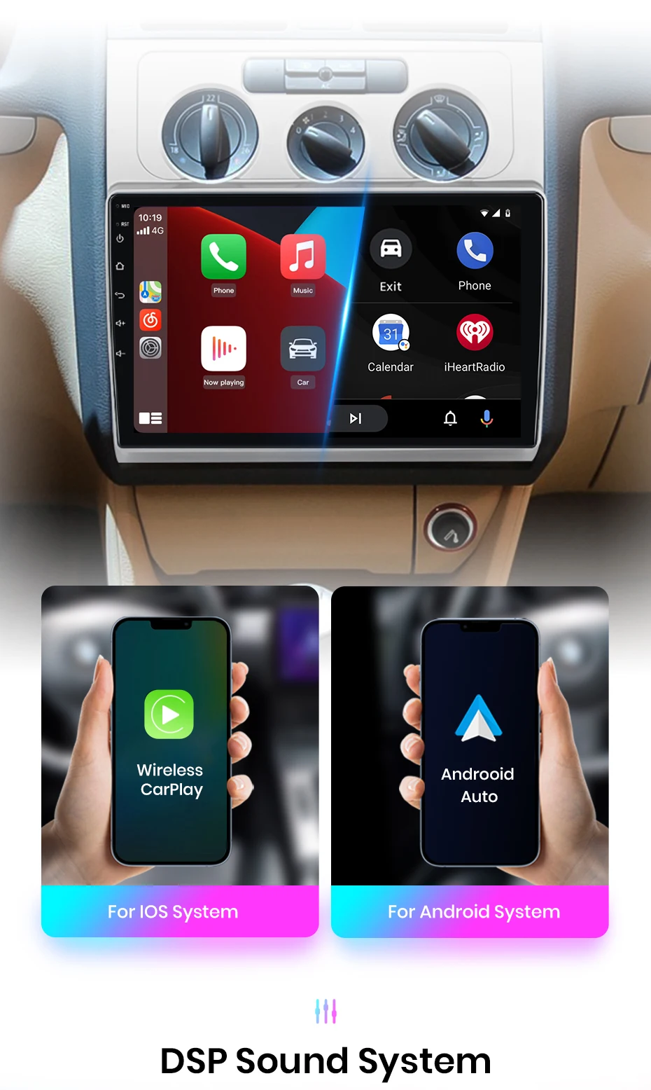 Junsun Wireless Carplay Android Auto Autoradio für Volkswagen Touran 1 2003-2010 GPS Multimedia 2 Din – Detail 11